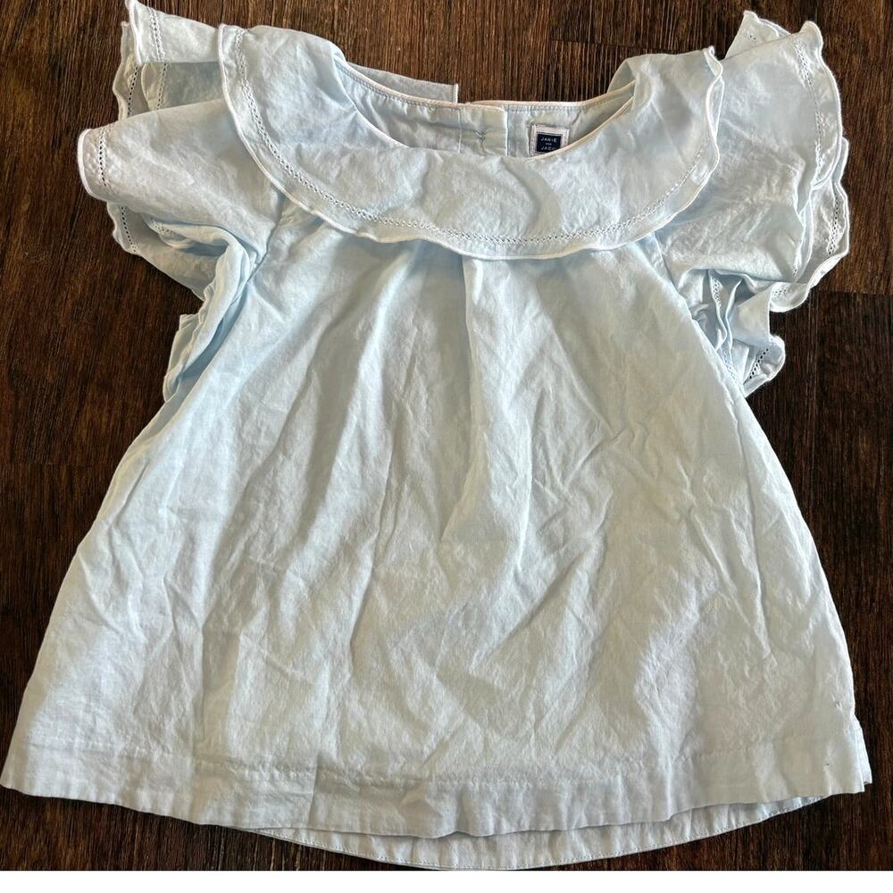 Janie and Jack Light Blue Ruffle Flutter Sleeve Knit Top — Size 4T
